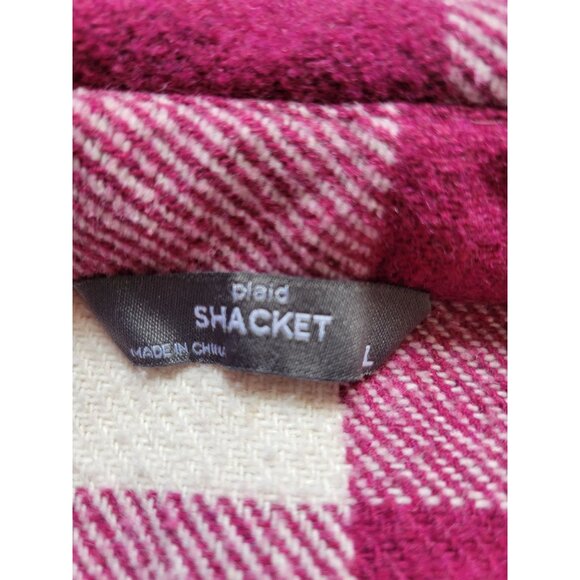 Member's Mark Button Front Plaid Shacket Size L Crimson Causal Fall/Winter - Picture 9 of 12